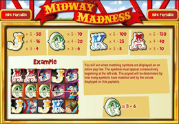 Midway Madness Slot Payscreen