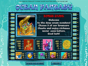 Ocean Fantasy Slot Paytable Screen