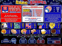 Screenshot of Bars and Stripes Payout Screen