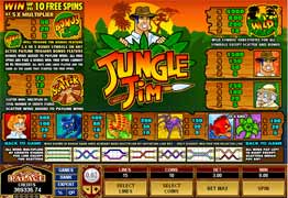 Jungle Jim Slot Payscreen